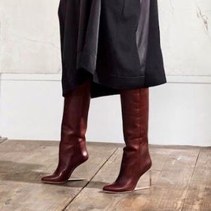 Leather Plexiglass Wedge Boots